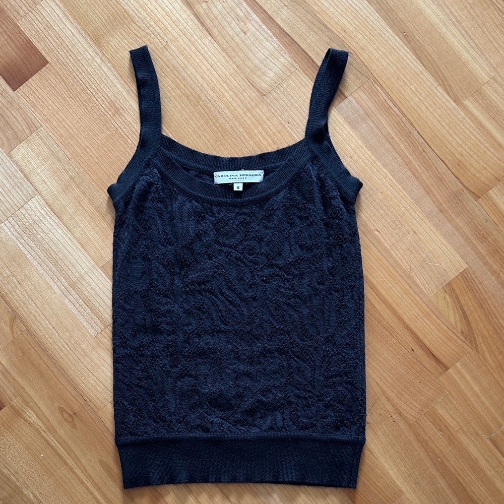 Carolina Herrera Black Lace-Front Camisole